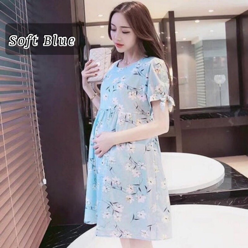 Baju Daster Hamil Menyusui Busui Bumil Adem Blue Motif