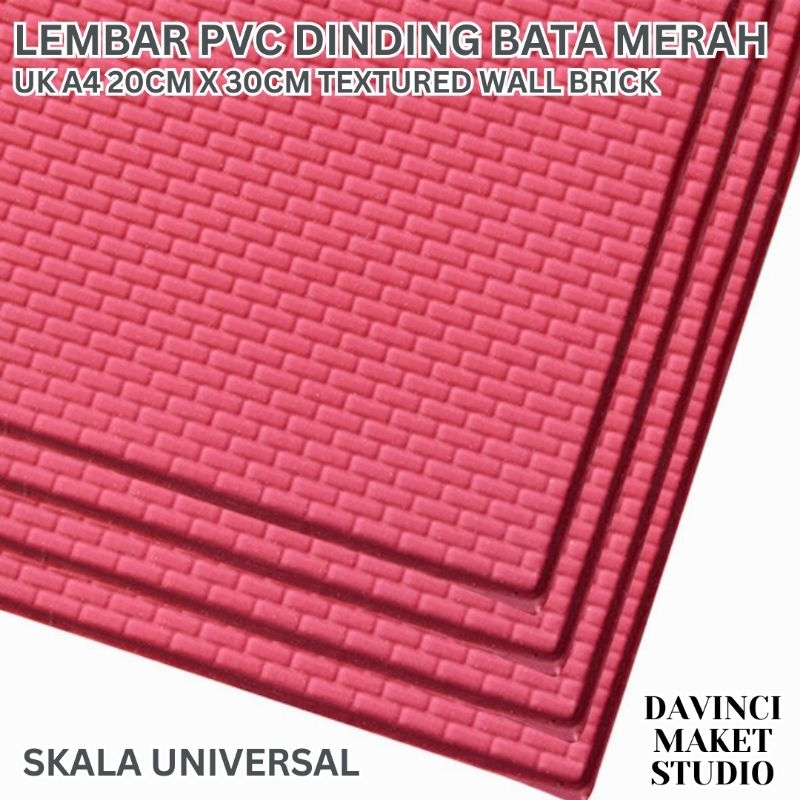 Miniatur Batu Bata Merah Lembar Plastik Tekstur PVC Maket Diorama - Brick Sheet Skala Universal