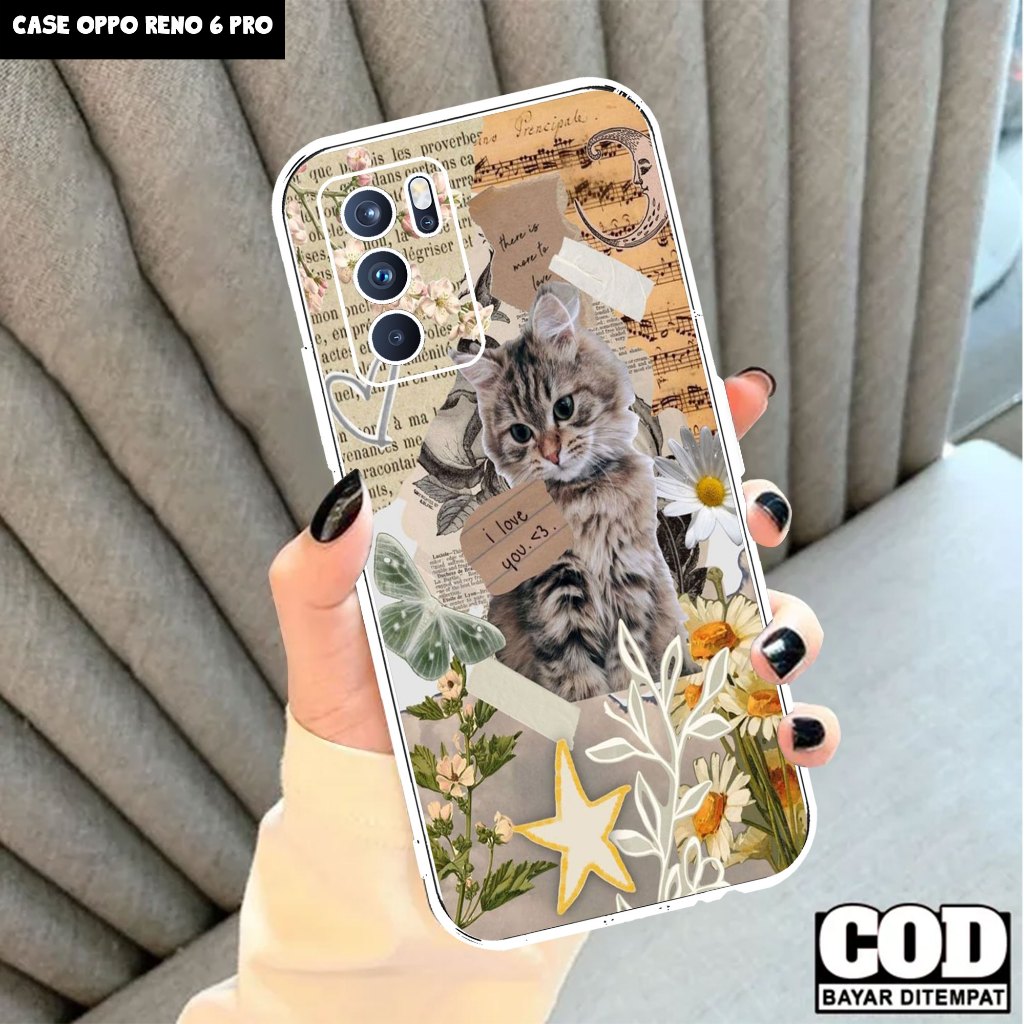 Case OPPO RENO 6 PRO - Casing OPPO RENO 6 PRO Motif ( kucing ) - Softcase Premium Fourside - Bening 