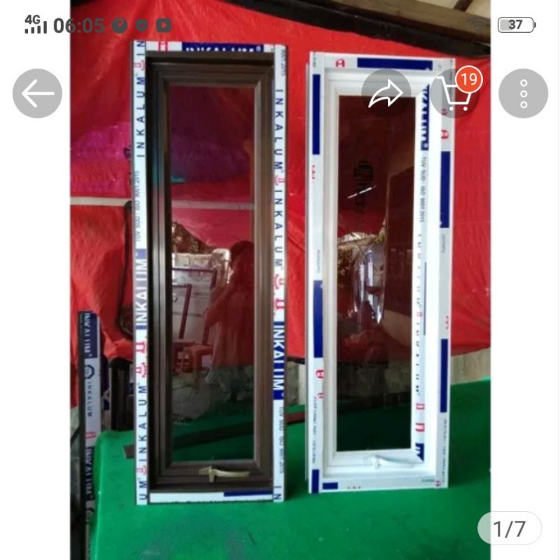 kusen jendela aluminium 3"in casement single ukuran t150xL50cm komplit