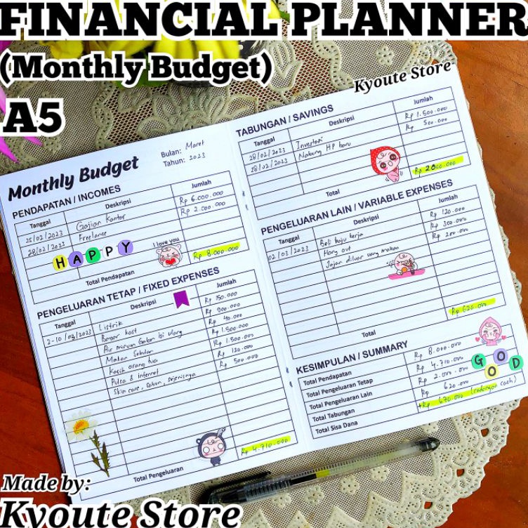 

Harga Puas Simple Financial Planner Book Tracker Monthly Budget Kyoute A5 Buku Rencana Keuangan Pendapatan Pengeluaran Bulanan