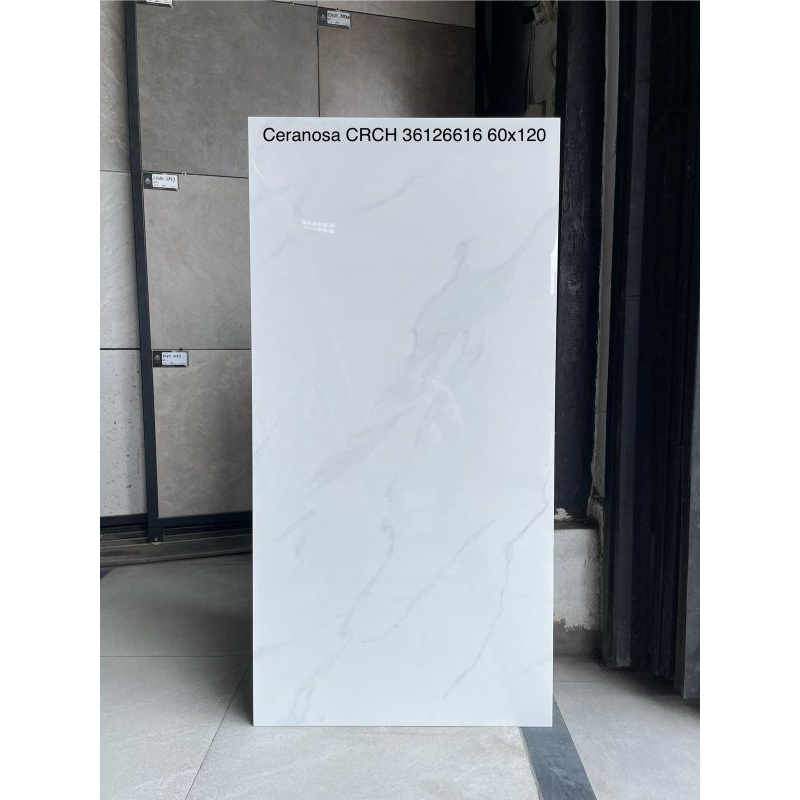 Granit lantai 60x120 putih motip carara ceranosa