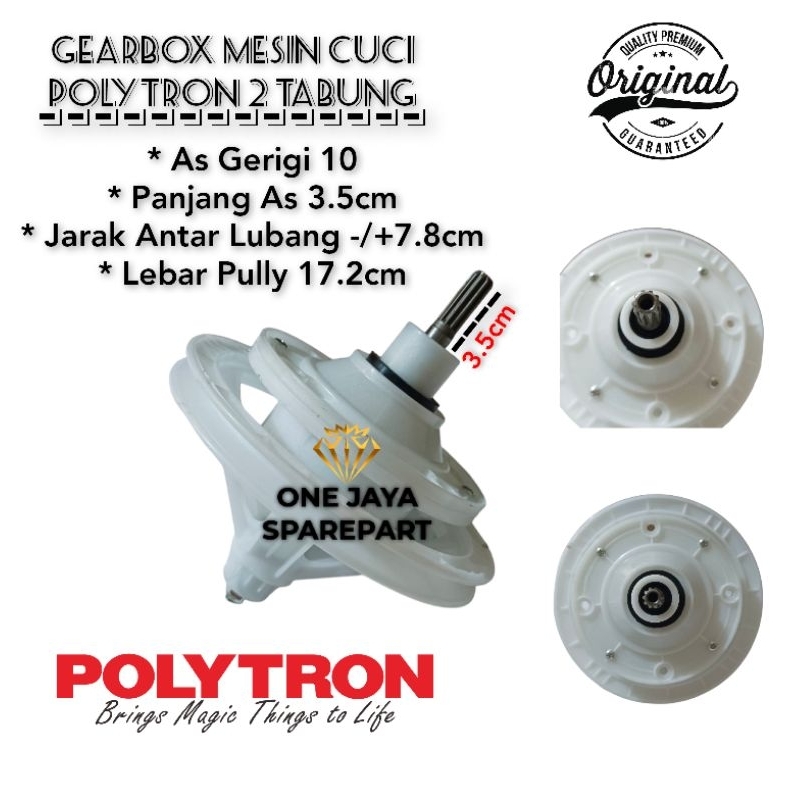 [PWM 9368] Gearbox Mesin Cuci Polytron PWM 9368 Pully Besar 2 Tabung