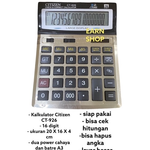 

Promo Keren Kalkulator Citizen BESAR CT 926 16 Digit Kalkulator Dagang Warung Besar Kalkulator MURAH GROSIR