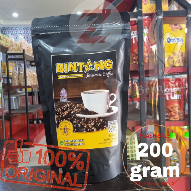 

Kopi Robusta BINTANG Serawai Coffe 200gr