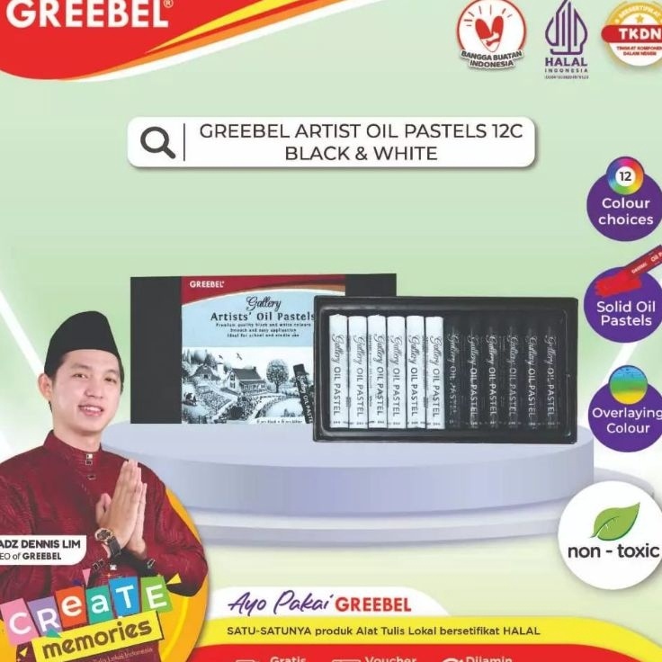 

Banyak Diminati Greebel Artist Oil Pastel Crayon 12 pcs Black White Crayon Greebel 12 warna
