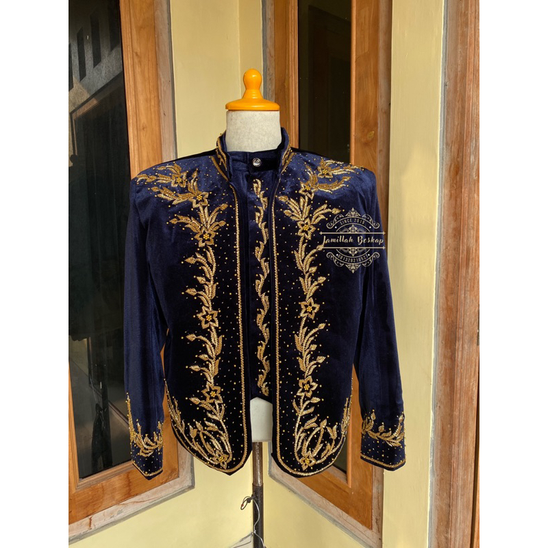 Beskap pengantin jawa solo || Beskap bludru navy tua || Beskap navy gelap || Beskap bludru jawa solo
