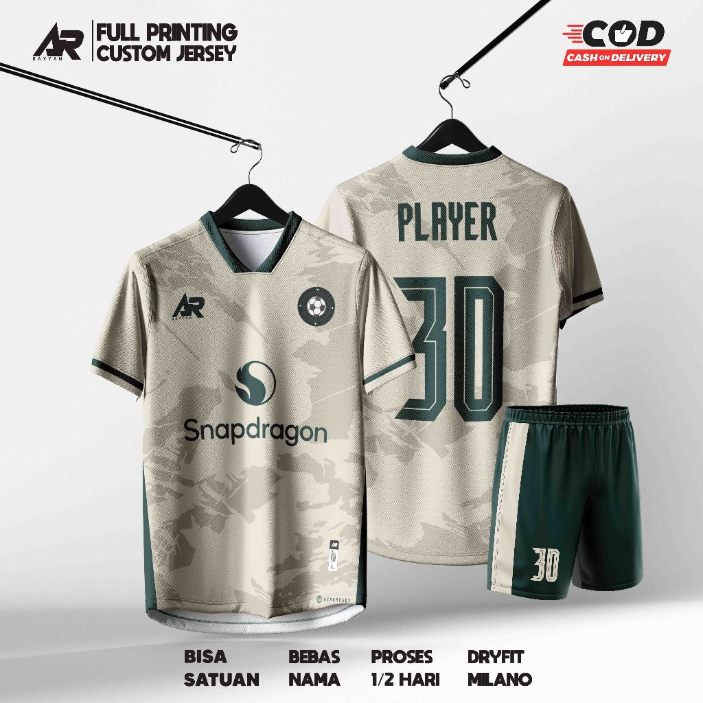 JERSEY BAJU BOLA FUTSAL VOLI BADMINTON CUSTOM FULL PRINTING COKLAT HIJAU