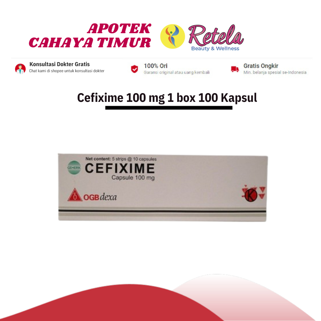 Cefixime 100 mg 1 box 100 Kapsul/Gonore/Infeksi saluran kemih/Infeksi lainnya