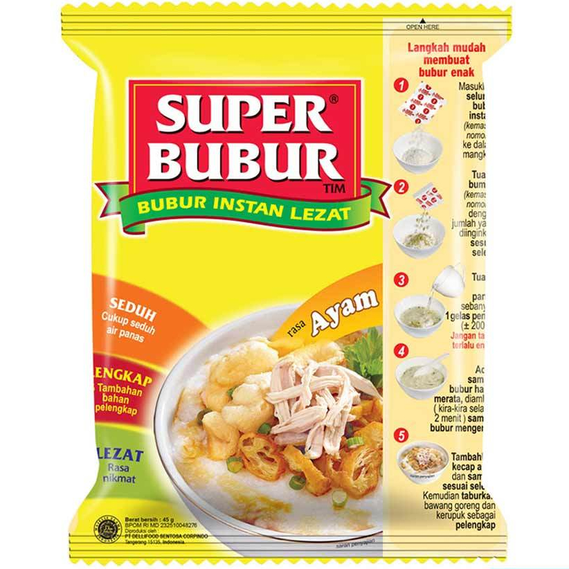 

Super bubur ayam 45gram per 6 pcs/ bubur instan/ sarapan sehat/ buryam