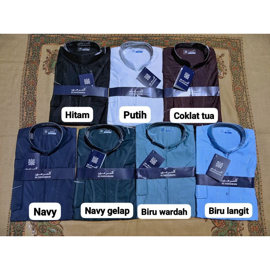 JUBAH PRIA AL HARAMAIN BAHAN KATUN LENGAN PENDEK ZIPPER
