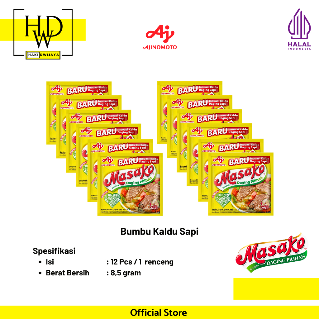 

[12 Pcs] Masako Bumbu Penyedap Rasa Sapi Bubuk Kemasan Sachet 8,5gr