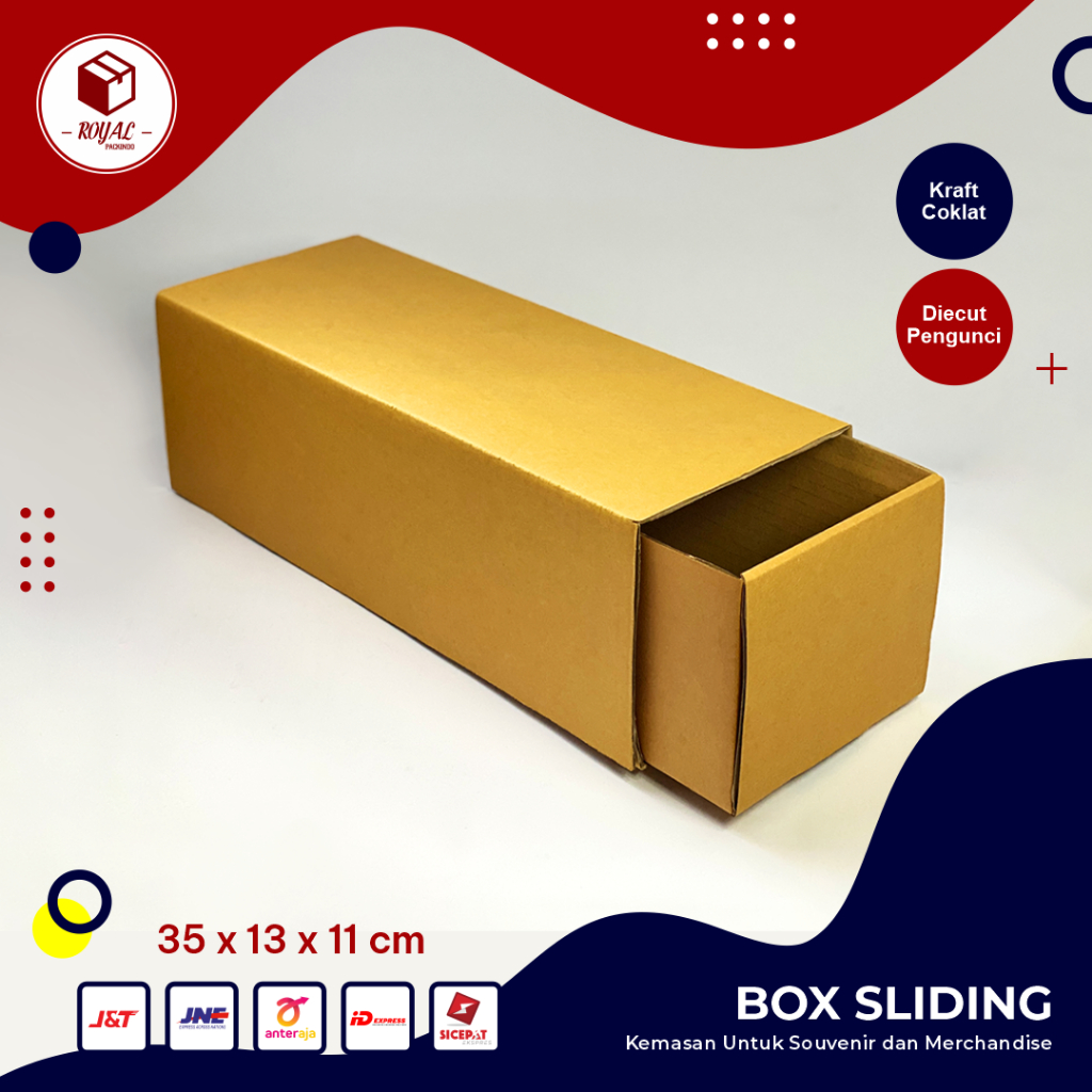 

Kardus Slidding Box - size 35 x 13 x 11 cm Kardus/Karton/Box/Hampers - Bisa Custom Sablon Printing