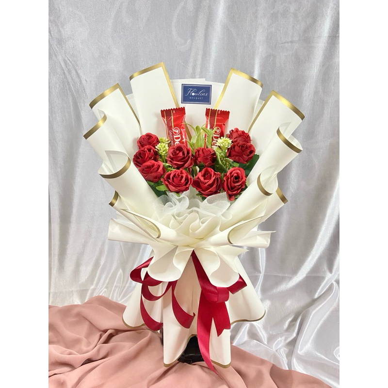 

[flowlinsbouquet] Artificial Rose Mix Chocolate Bouquet/Buket Bunga Mawar Mix Coklat