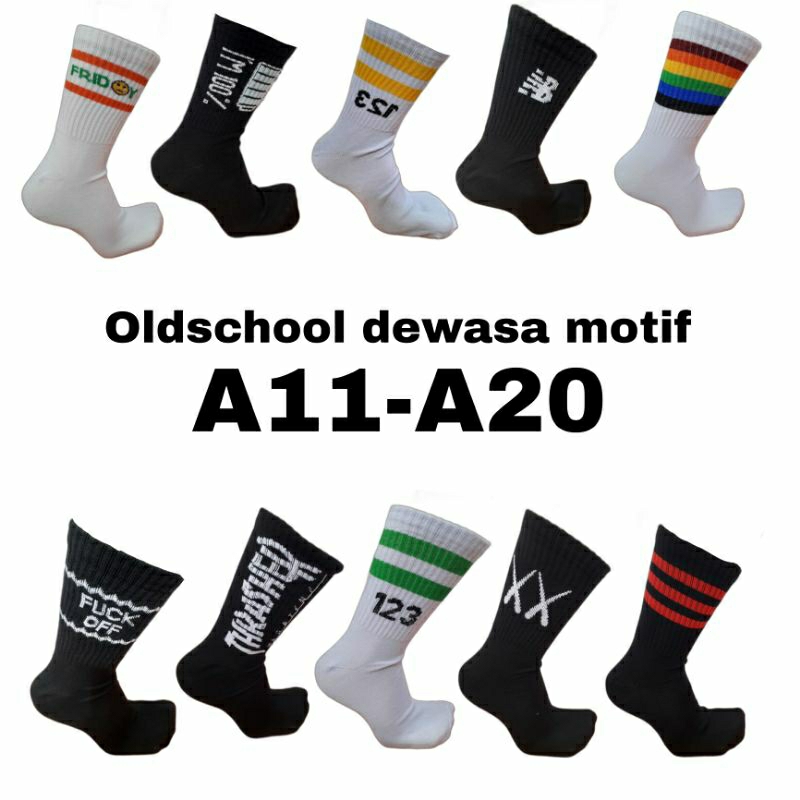 Kaos kaki oldschool motif dewasa part 2 A11-A20 terlaris dan termurah pabrikan