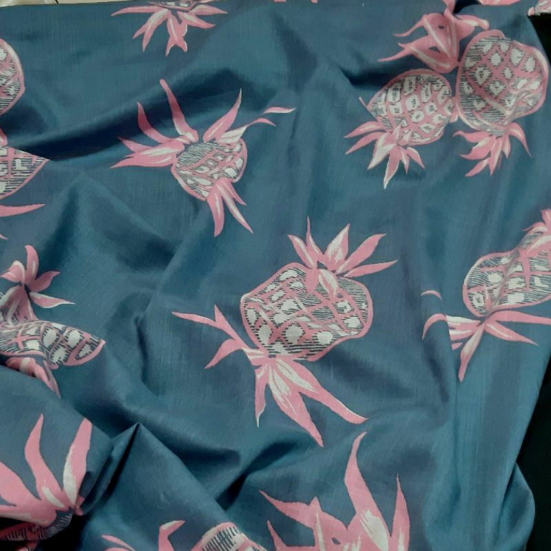 bahan kain katun linen ex garment branded hrade a motif nanas