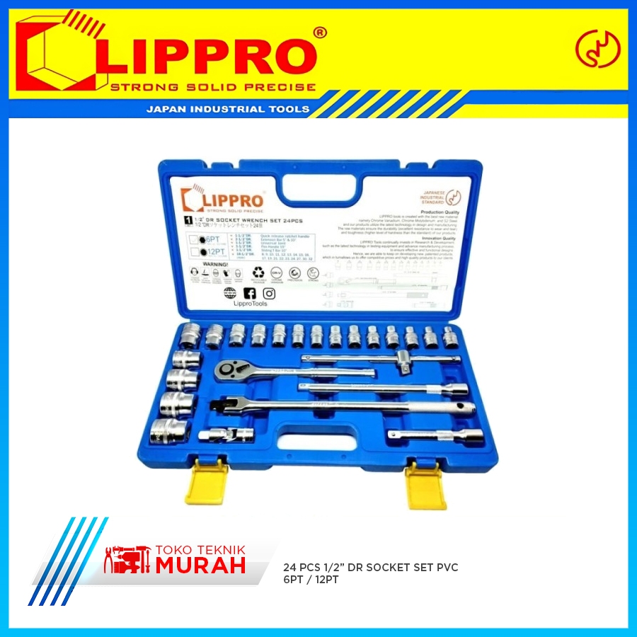 LIPPRO KUNCI SOCK SET 8-32 MM 1/2" 24 PCS PVC CASE 3311MB / 3312MB