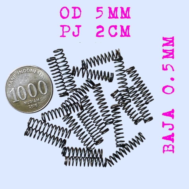 Per Pegas Tekan OD 5mm PJ 2cm Baja 0.5mm