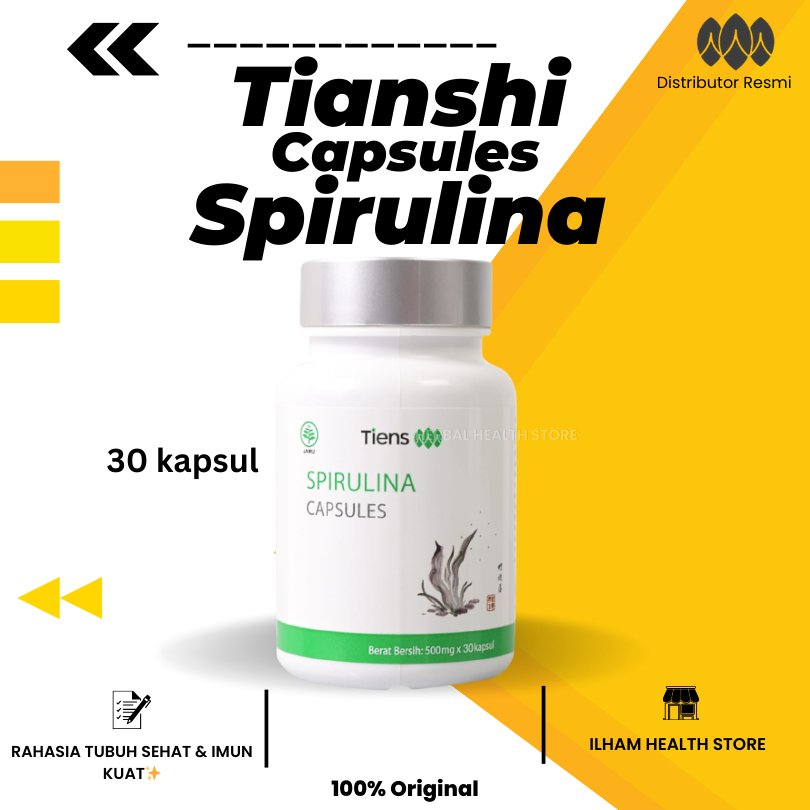Spirulina Tiens Capsules | Pelengkap Gizi & Nutrisi Spirulina Tiens 30 & 100 Kapsul Original 100%