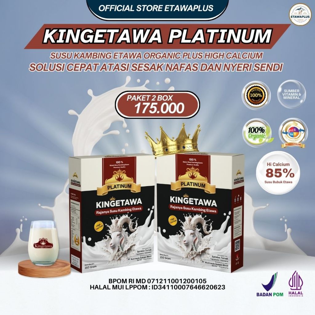 Kingetawa Platinum Susu Bubuk Kambing Etawa Grade Premium Untuk Keluhan Pegal Linu dan Pernafasan Ke