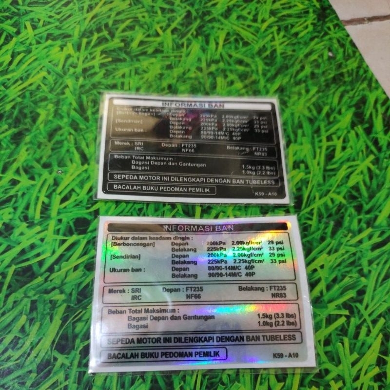 stiker informasi ban perhatian motor matic honda