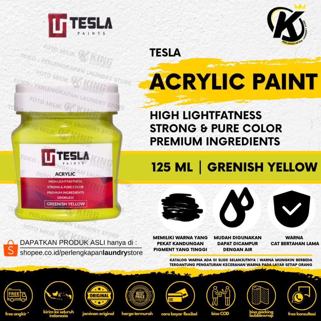 

TESLA - ACRYLIC PAINTS - 125 ML - GREENISH YELLOW - ACRYLIC PAINTS CAT