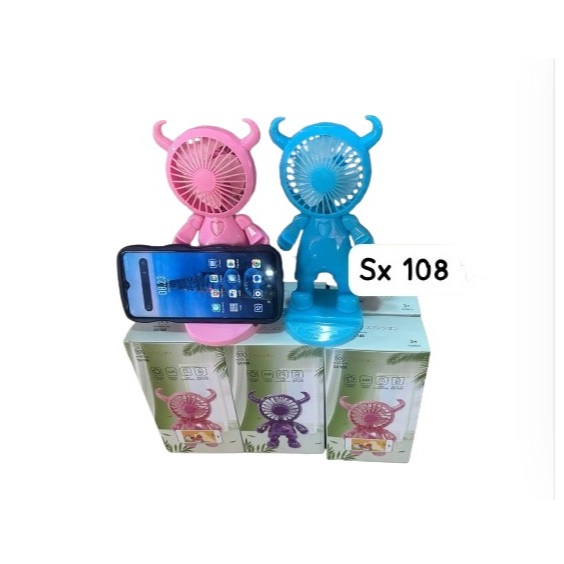 Kipas Angin Mini Portable Bentuk Unik ukuran yang kecil dan ringan dengan Motif Robot Lucu dan Mudah