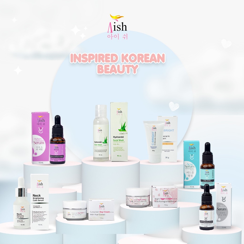 Paket Aish Skincare 100% Original BPOM | Aish Serum | Facial Wash | Toner | Day & Night Cream