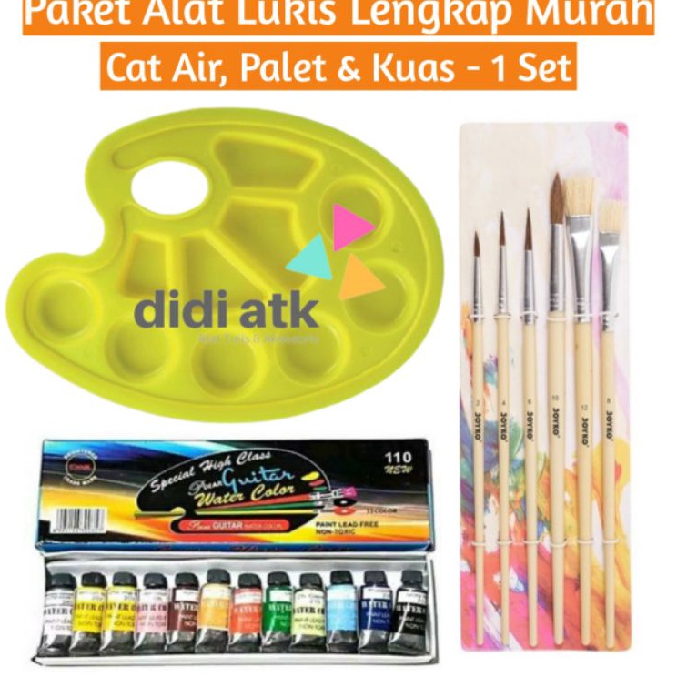

Modern Paket Alat Melukis 3 In 1 Cat Air Kuas Palet Hemat Komplit