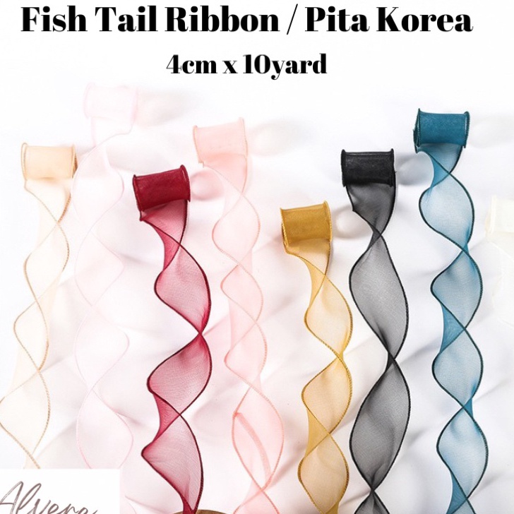 

Murah Meriah Fishtail Ribbon Pita Organza Korea Keriting Wavy Transparan