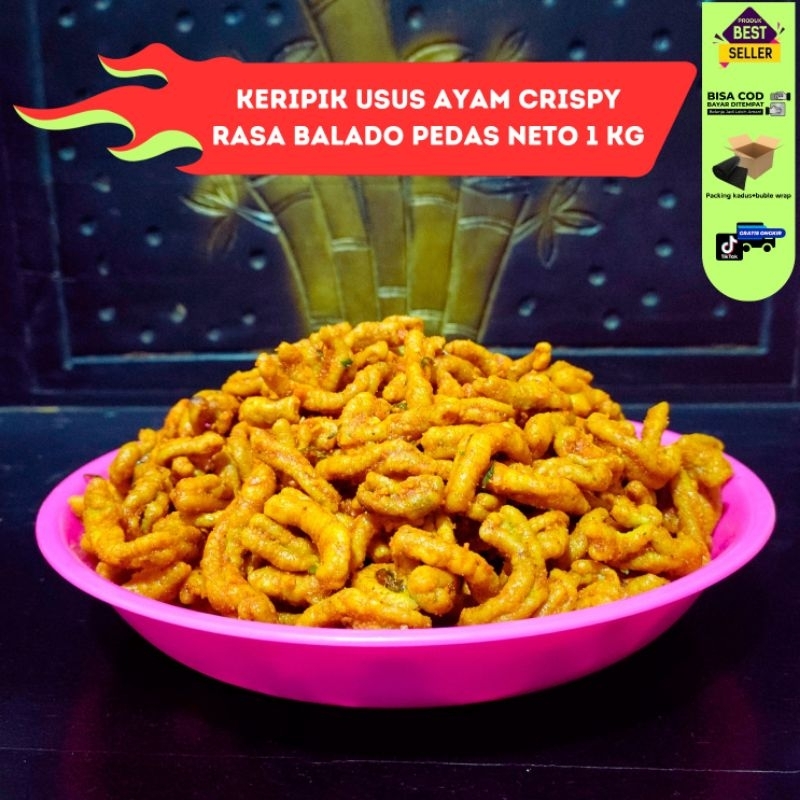 

KERIPIK USUS AYAM CRISPY BALADO PEDAS 1KG SNACK FOOD