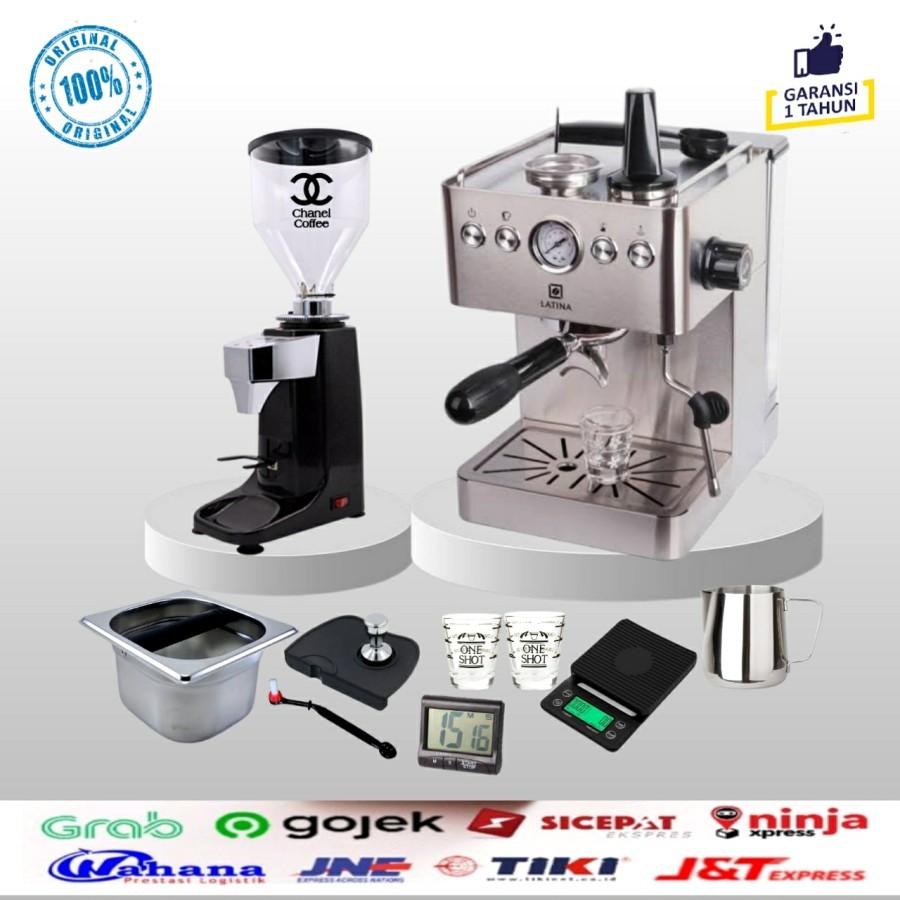 Paket Mesin Kopi Espresso LATINA PRIMO 2 + Grinder N500 Auto + Tools