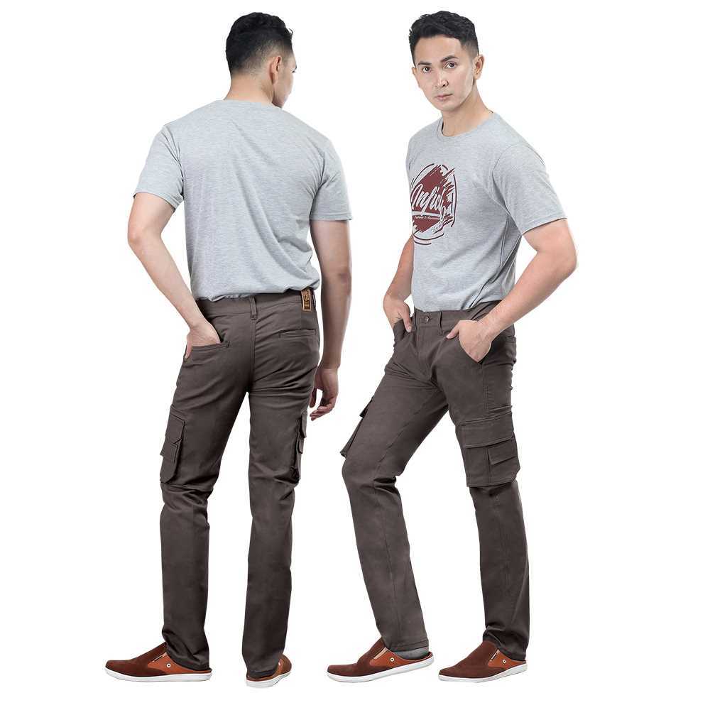 Celana panjang pria twill coklat ukuran s m l xl murah jeans jumbo cargo cardinal chinos slimfit