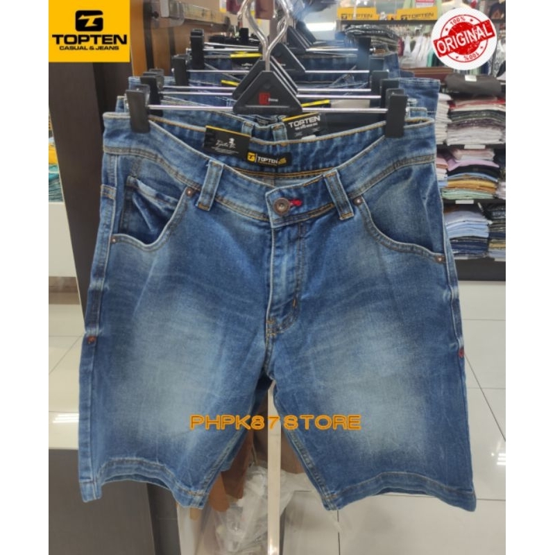 Topten celana pendek pria denim celana pendek polos original