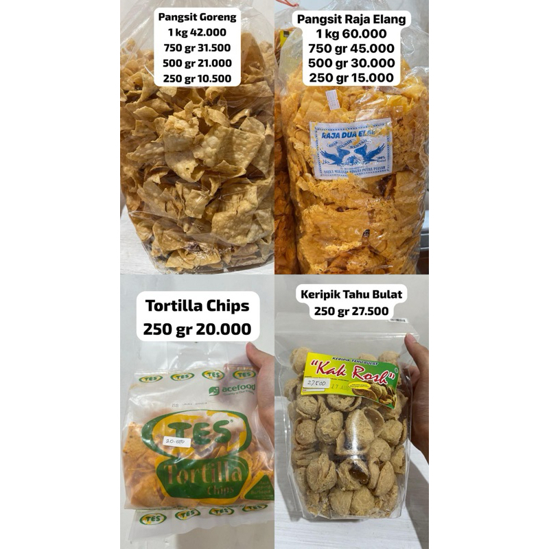 

Keripik Pangsit, Tahu Bulat, Tortilla Chips