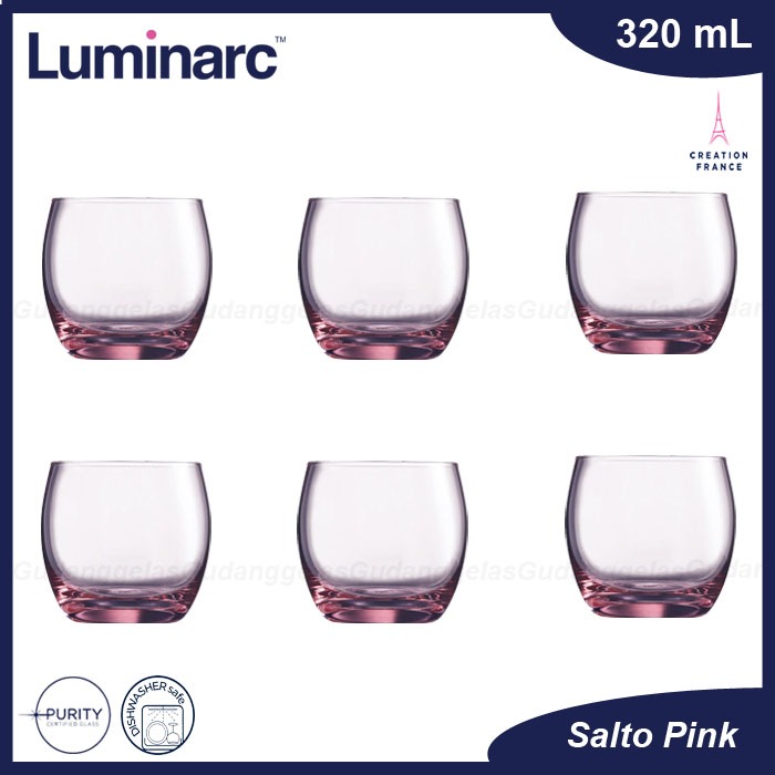 1 SET 6 PCS Luminarc Salto 320 ml Ice Pink/Luminarc Gelas Kaca/Luminarc Salto Pink/Luminarc Glass Co