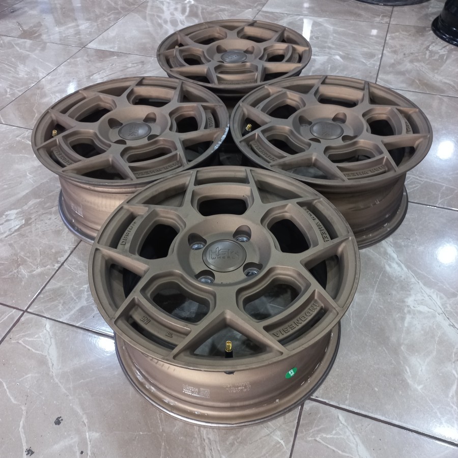 Jual velg bekas hsr desing deca ring 14 lebar 6 pcd 4x100/114 et 36 velg only bronze