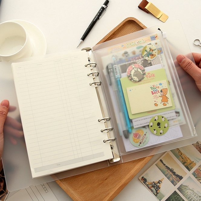 

Good Order 1 Lembar A6 Zipper Bag Clear Binder Ritsleting Tas 6 ring Lepas Tas PVC Folder Kantong Tahan Air Persediaan Kantor