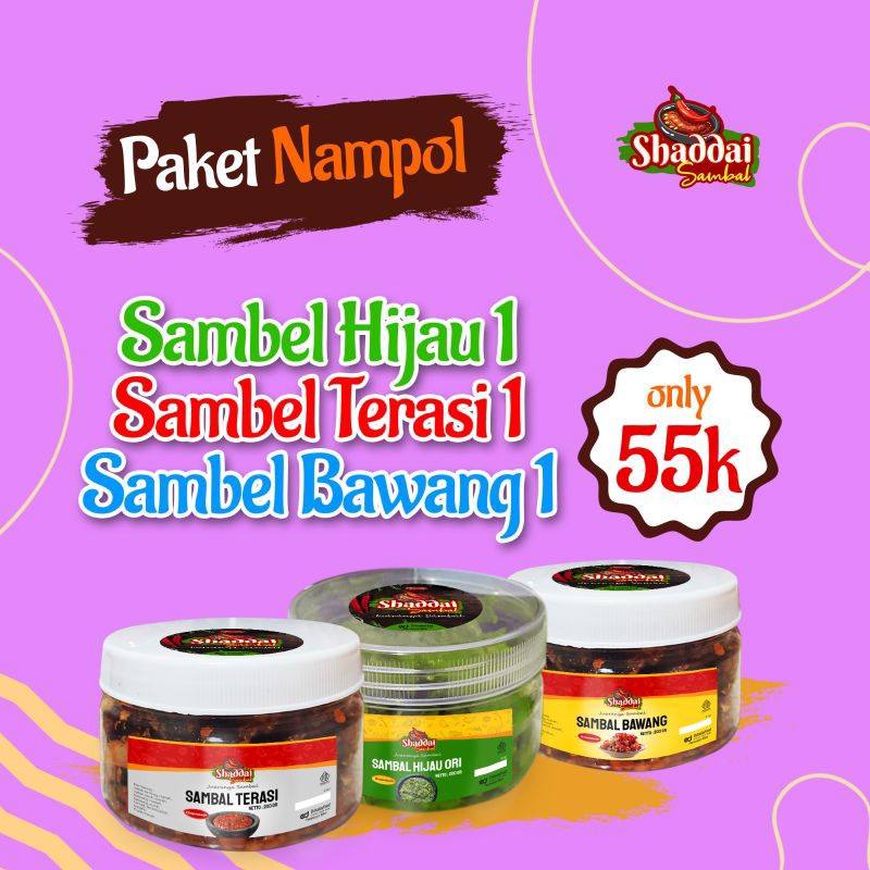 

paket Nampol, sambal ijo, sambal terasi ,sambal bawang