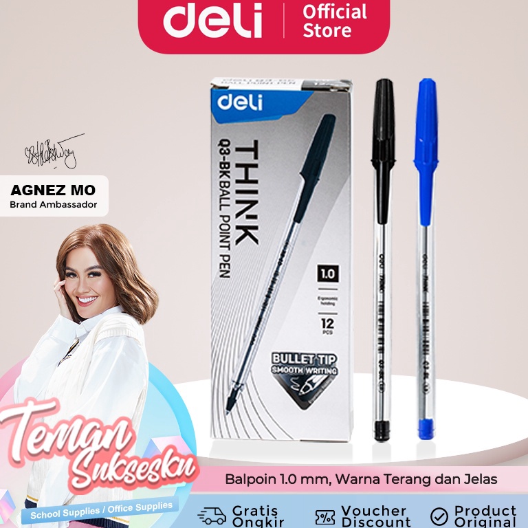 

Cepat laku Deli Ballpoint Pen Pulpen Bolpoin 1 mm Isi 12 pcs Penulisan Halus EQ3