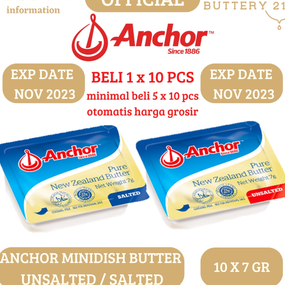 

baSerba Murah ANCHOR MINIDISH BUTTER UNSALTED SALTED 1 PCS X 7 GR MENTEGA MPASI M45