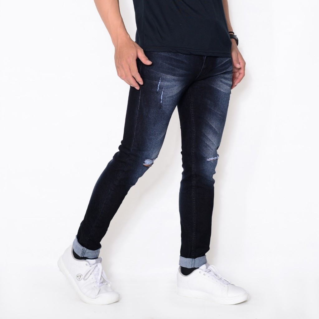 Celana jeans sobek skiny slimfit / jeans pria / celana jeans sobek lutut simpel / jeans premium