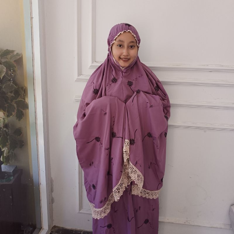 Mukena Potongan  Atas Bawah Terpisah Dewasa Katun Bordir Polino