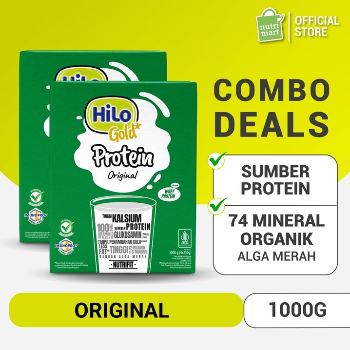 Twin Pack - HiLo Gold Original 1000 gram - Susu Tinggi Kalsium Plain