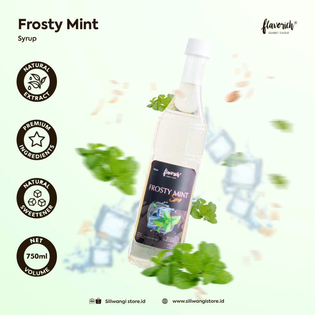 

Flavorich Frosty Mint Gourmet Syrup 750 ml - Sirup Rasa Frosty Mint