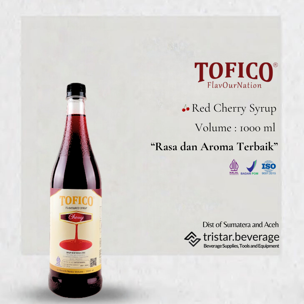 

Tofico Red Cherry Syrup - Sirup Premium Rasa Buah Ceri 1000 ml