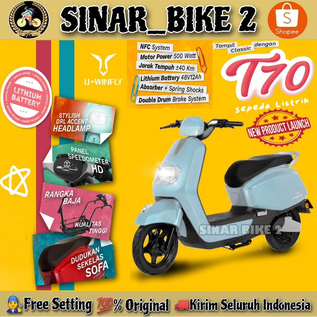 Sepeda Motor Listrik Uwinfly T70 NEW TERBARU T70 500 Watt