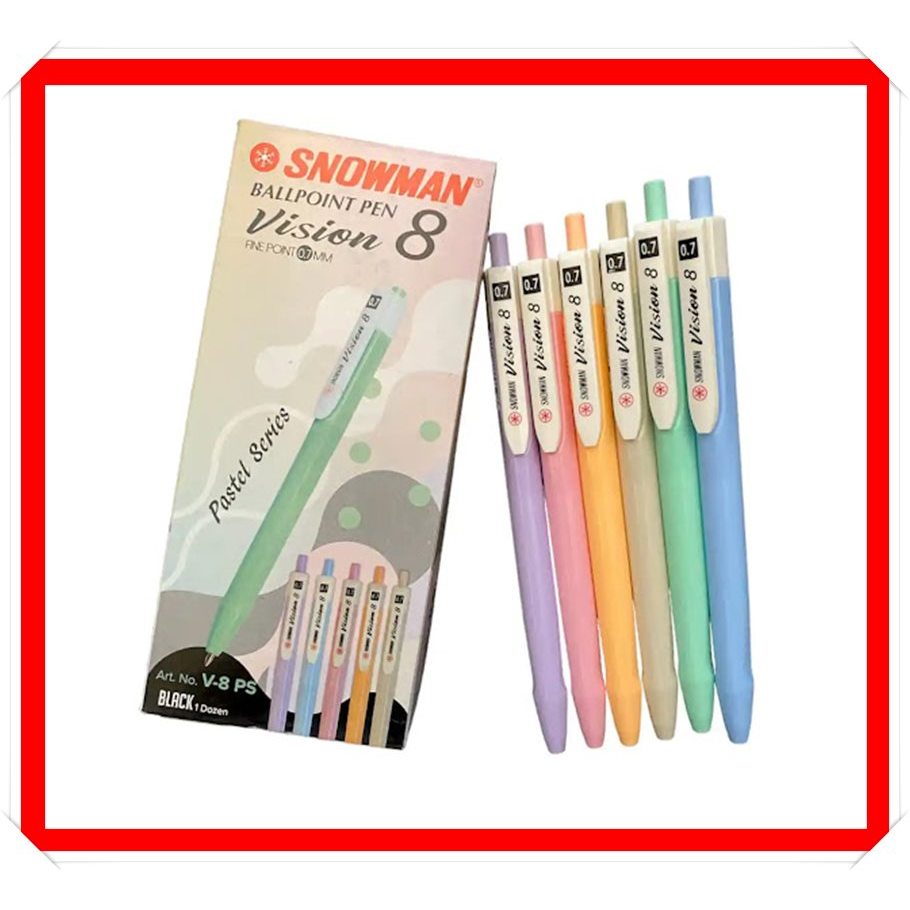 

BOLPEN PEN SNOWMAN V8 PASTEL 0.7mm / PULPEN PASTEL VISION 8 1 Pack (12 pcs)