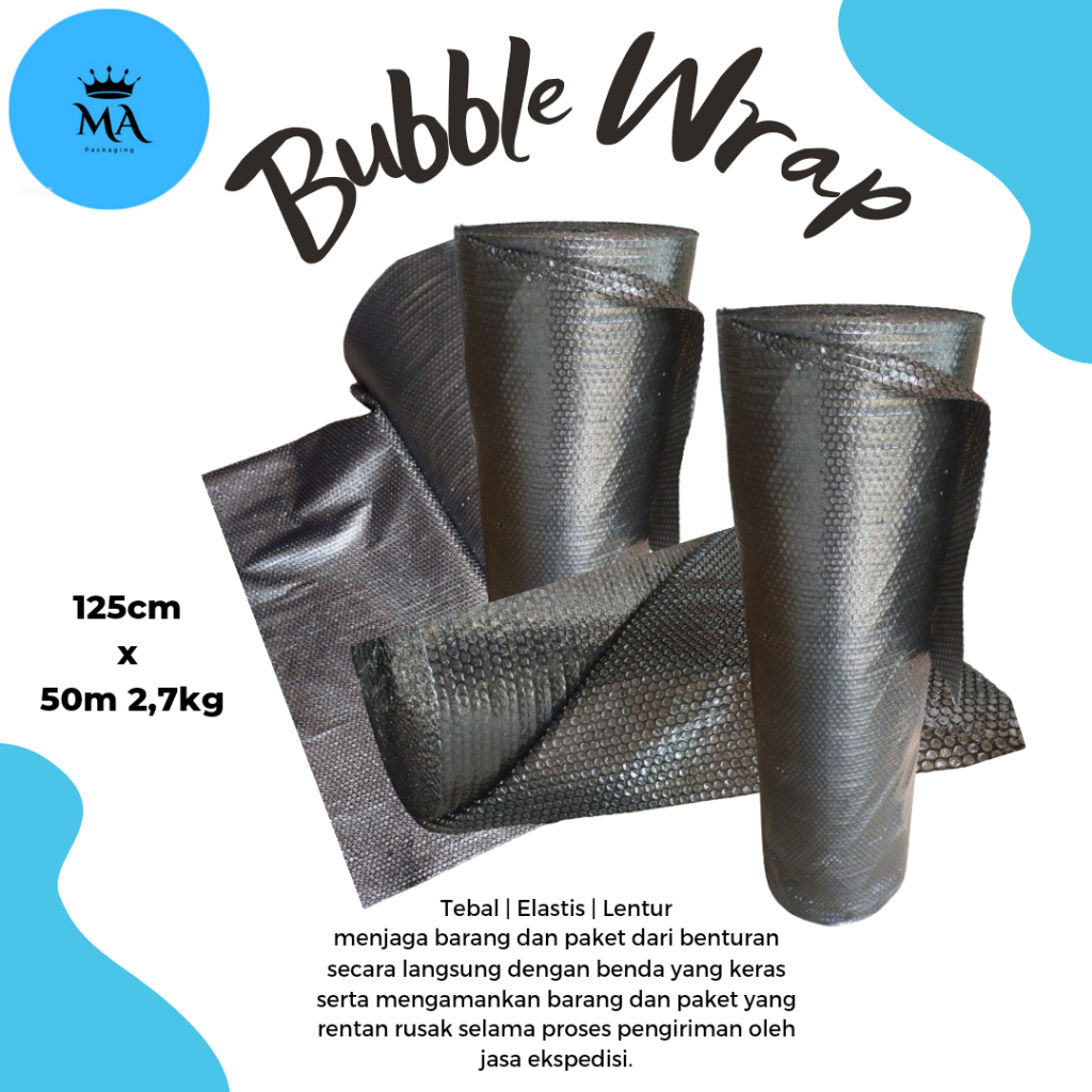 

Plastik Buble Wrap /Plastik Gelembung Gulungan 125 x 50 Hitam Premium Non Core