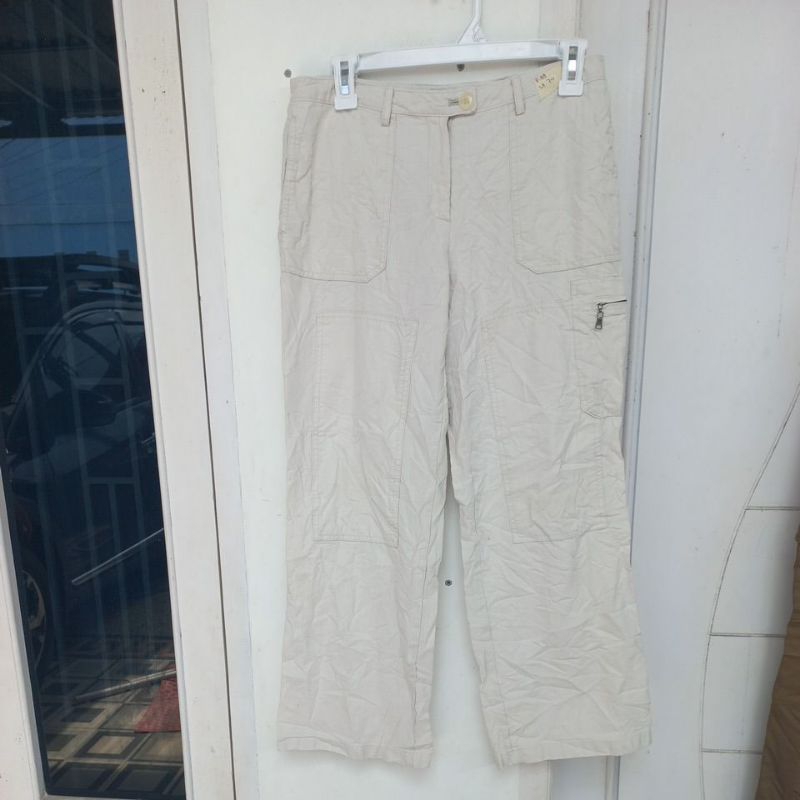 Celana Panjang Wanita Cargo branded putih